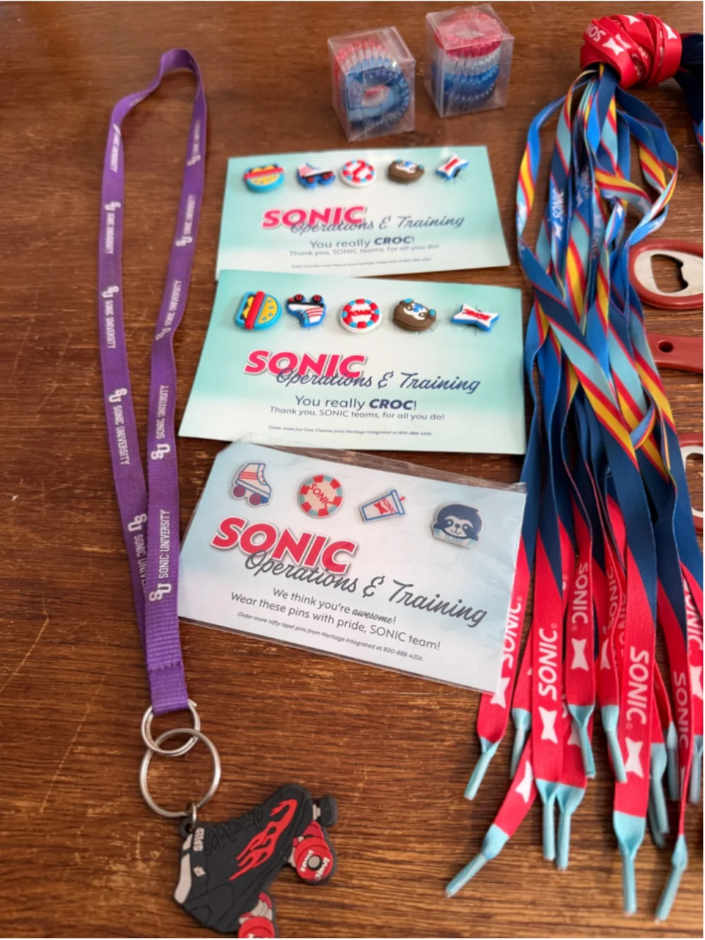 Sonic Drive-In Employee Promotional Lot 16 Shoelaces 5 Bottle Openers Croc Charm